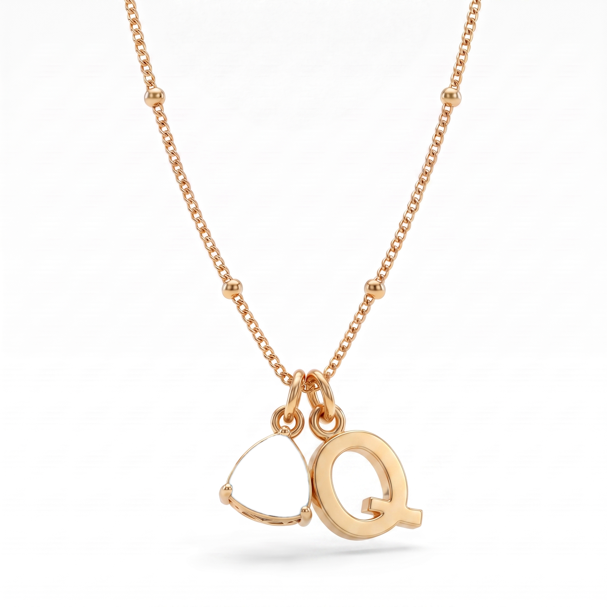 Collar con Inicial y Piedra de Nacimiento "Luna"