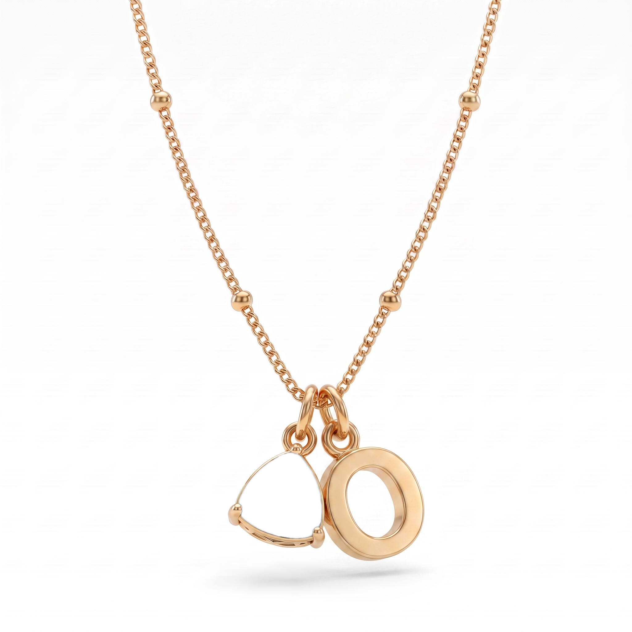Collar con Inicial y Piedra de Nacimiento "Luna"