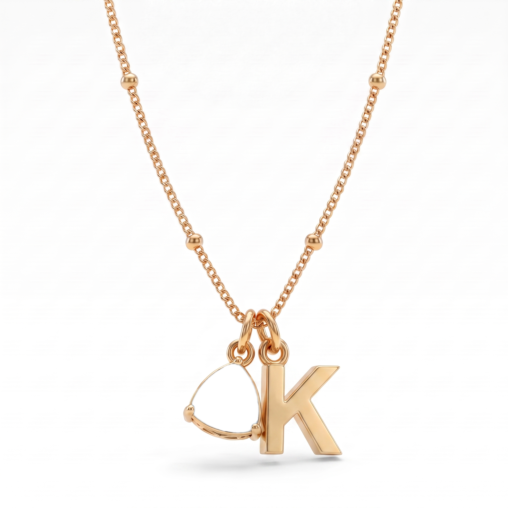 Collar con Inicial y Piedra de Nacimiento "Luna"