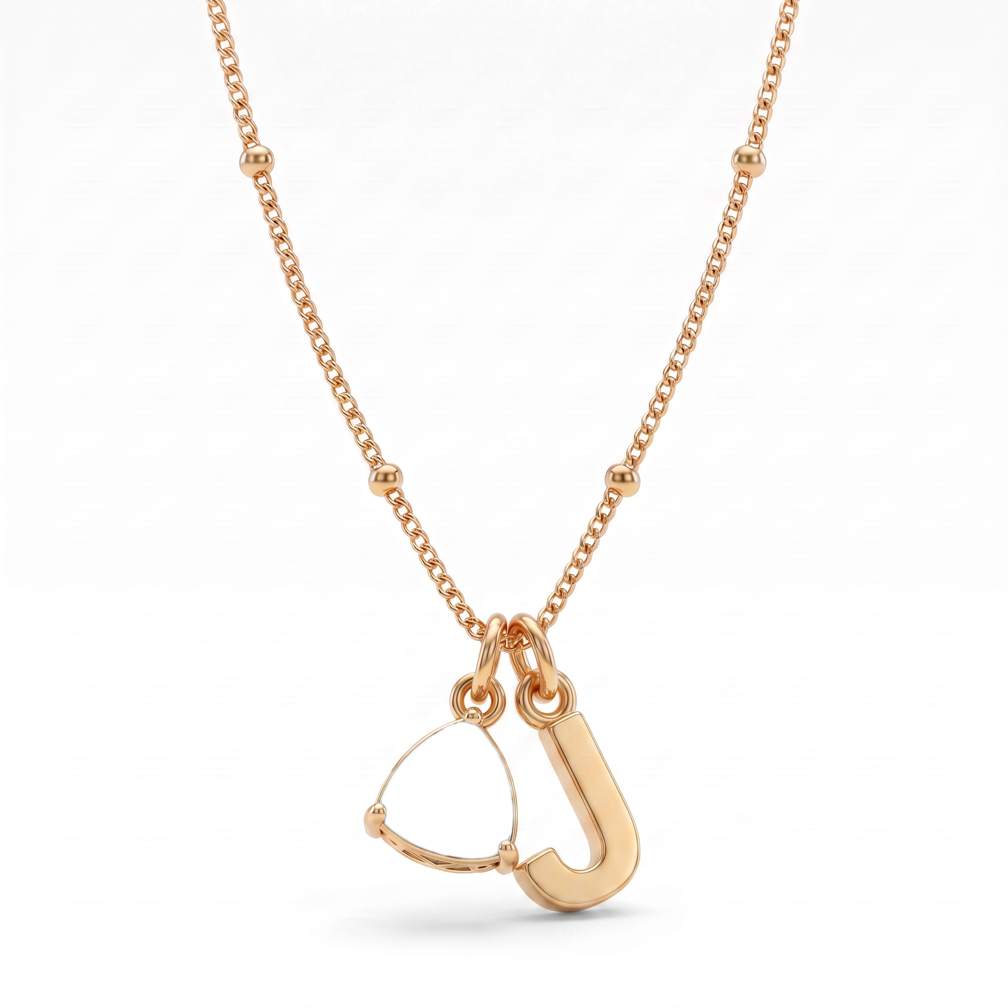 Collar con Inicial y Piedra de Nacimiento "Luna"