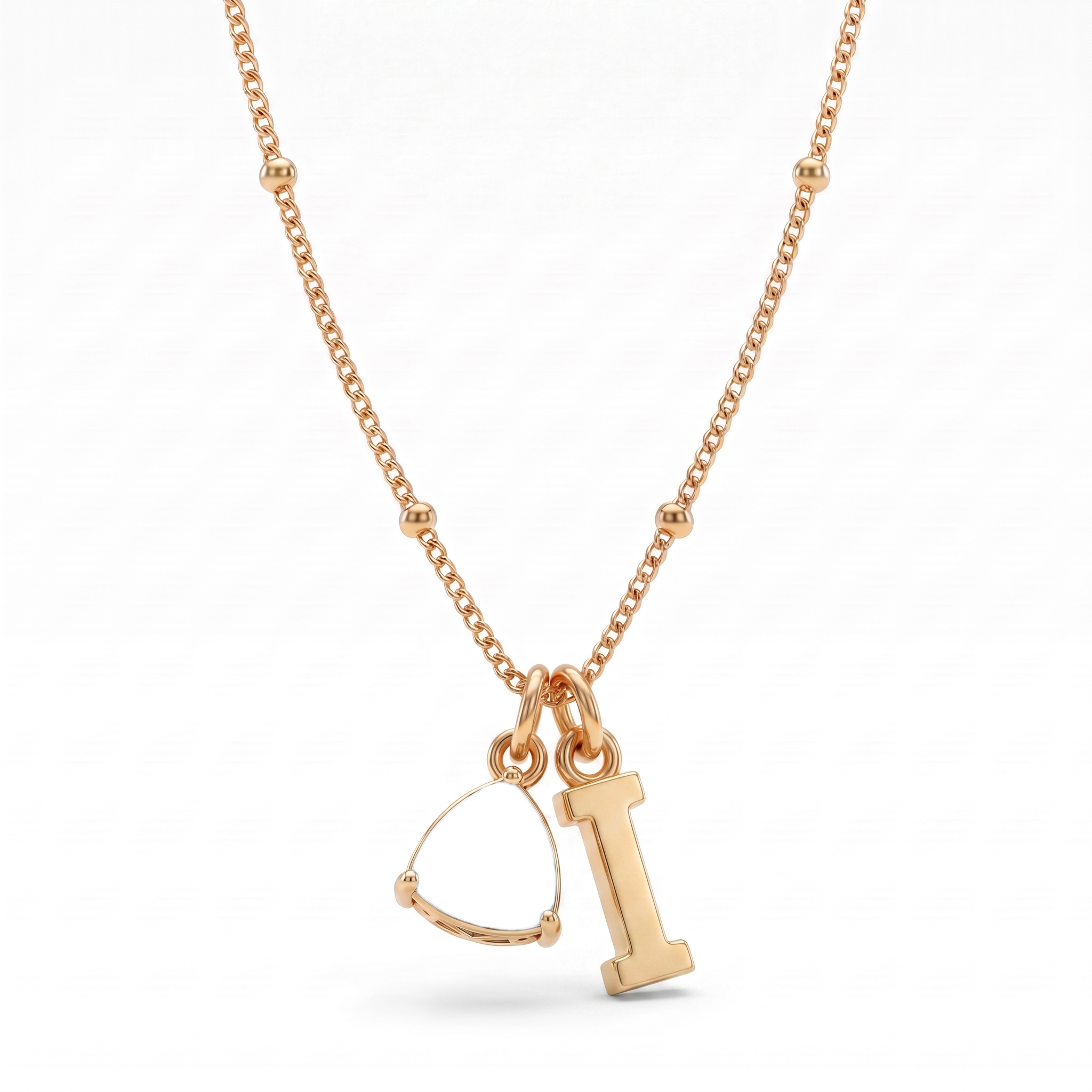 Collar con Inicial y Piedra de Nacimiento "Luna"