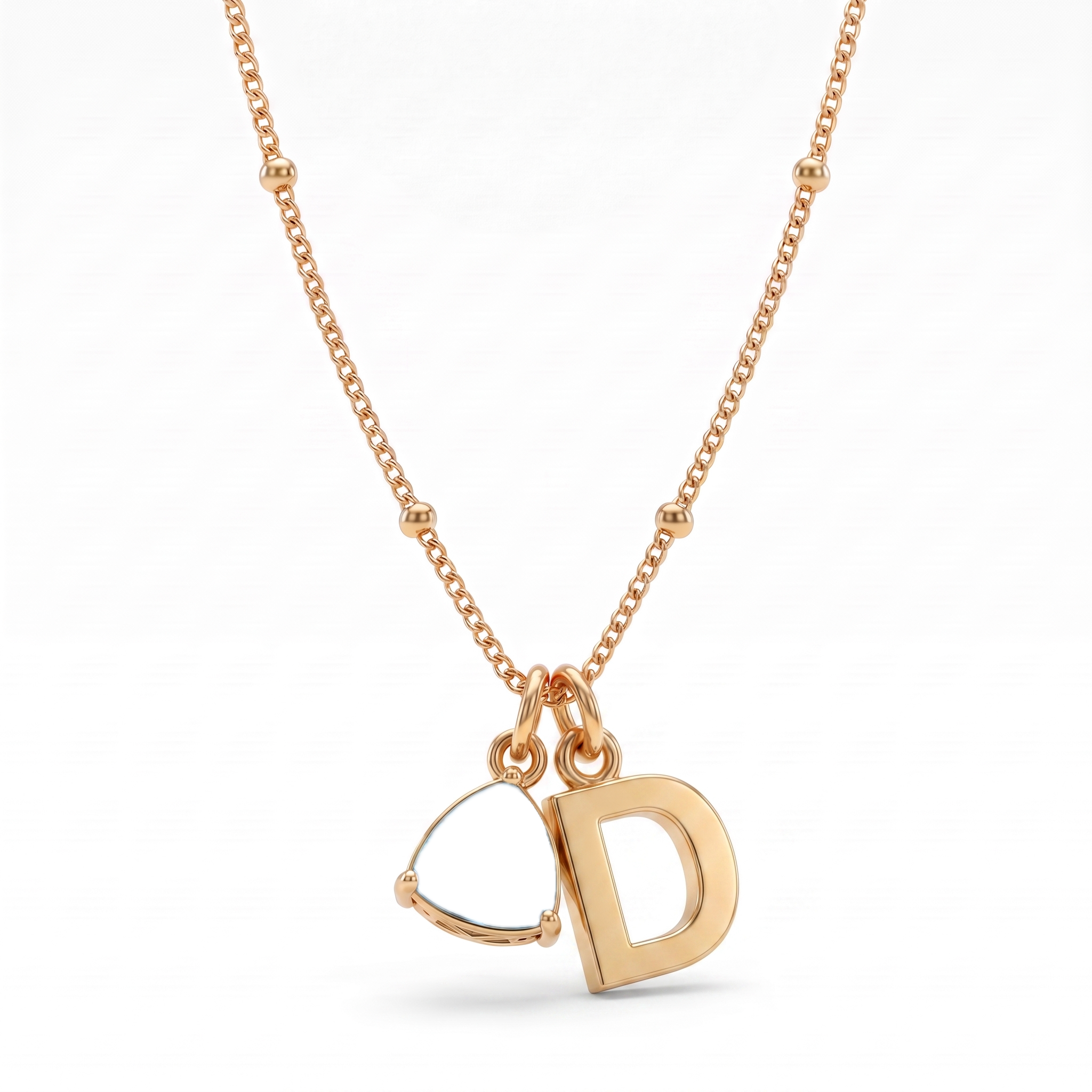 Collar con Inicial y Piedra de Nacimiento "Luna"