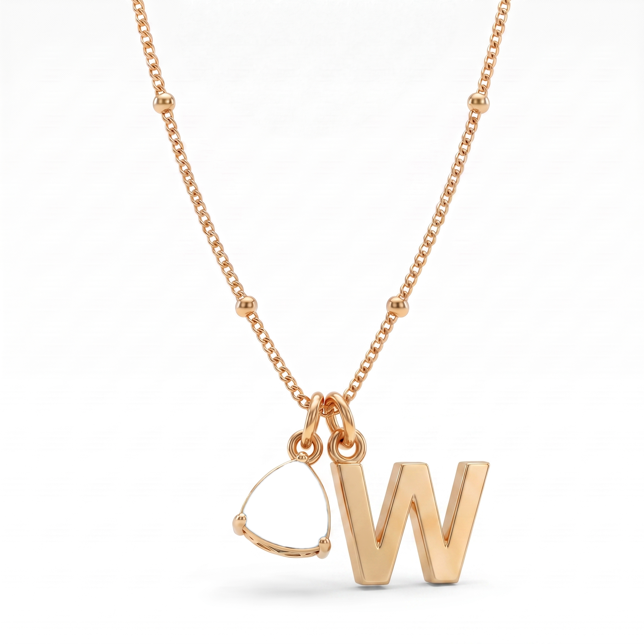 Collar con Inicial y Piedra de Nacimiento "Luna"