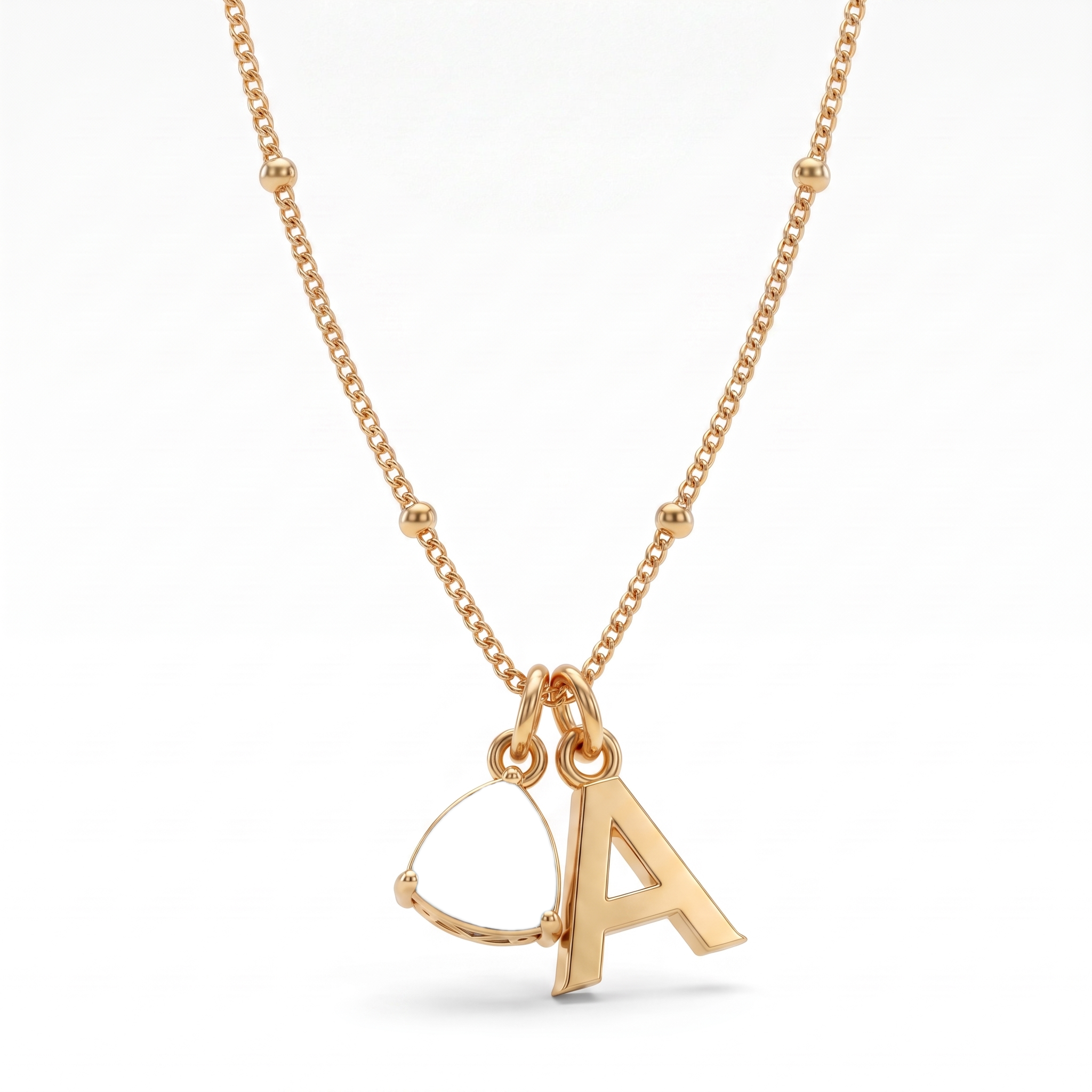 Collar con Inicial y Piedra de Nacimiento "Luna"