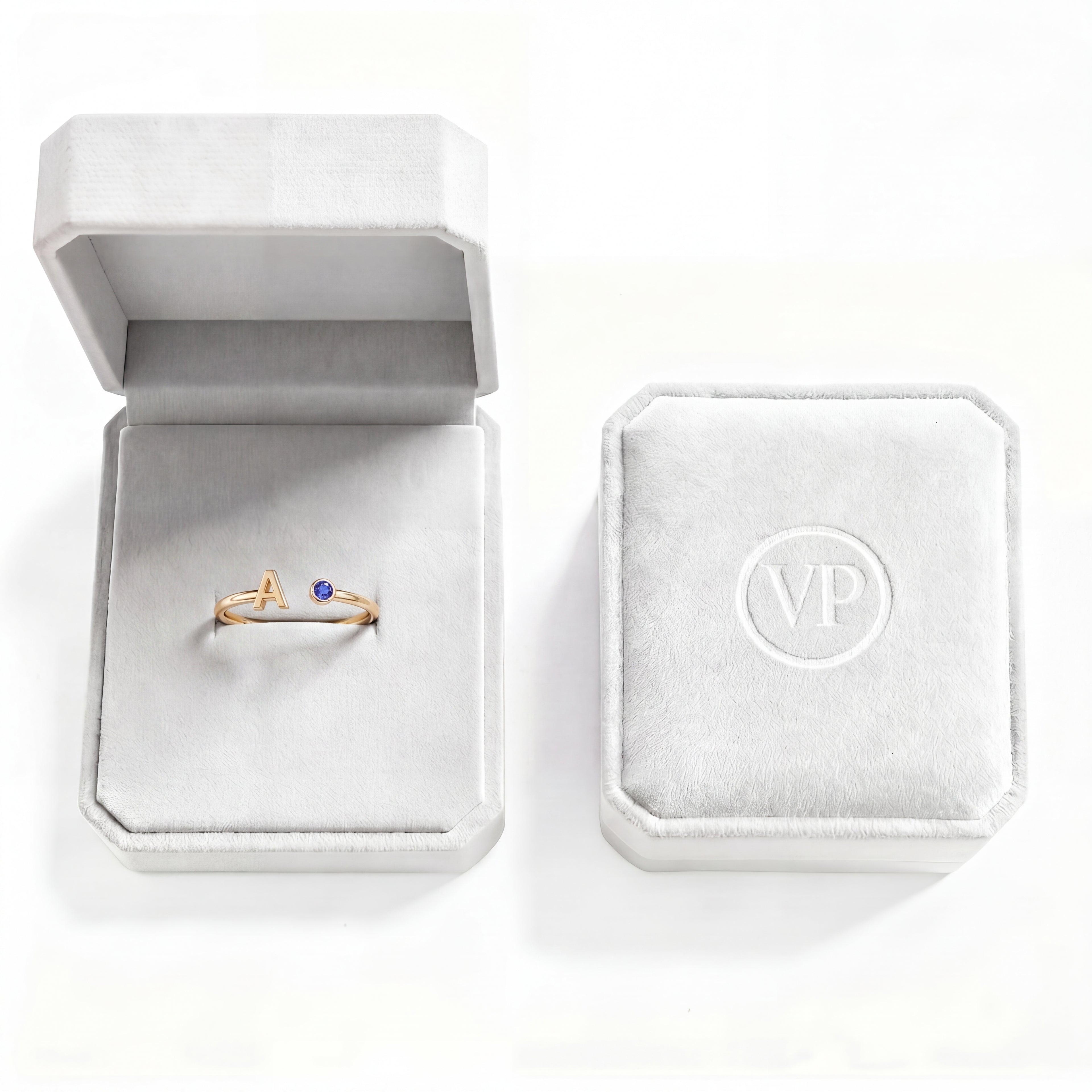 Adjustable Initial Birthstone Ring "Tove"