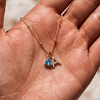 Collar con Inicial y Piedra de Nacimiento "Luna"
