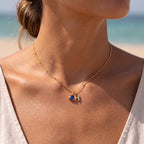 Collar con Inicial y Piedra de Nacimiento "Luna"