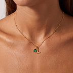 Collar con Inicial y Piedra de Nacimiento "Luna"