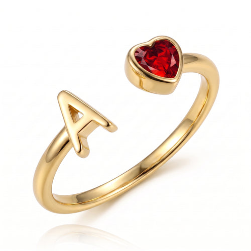 Anillo Ajustable de Piedra Natal Inicial "Cleo"