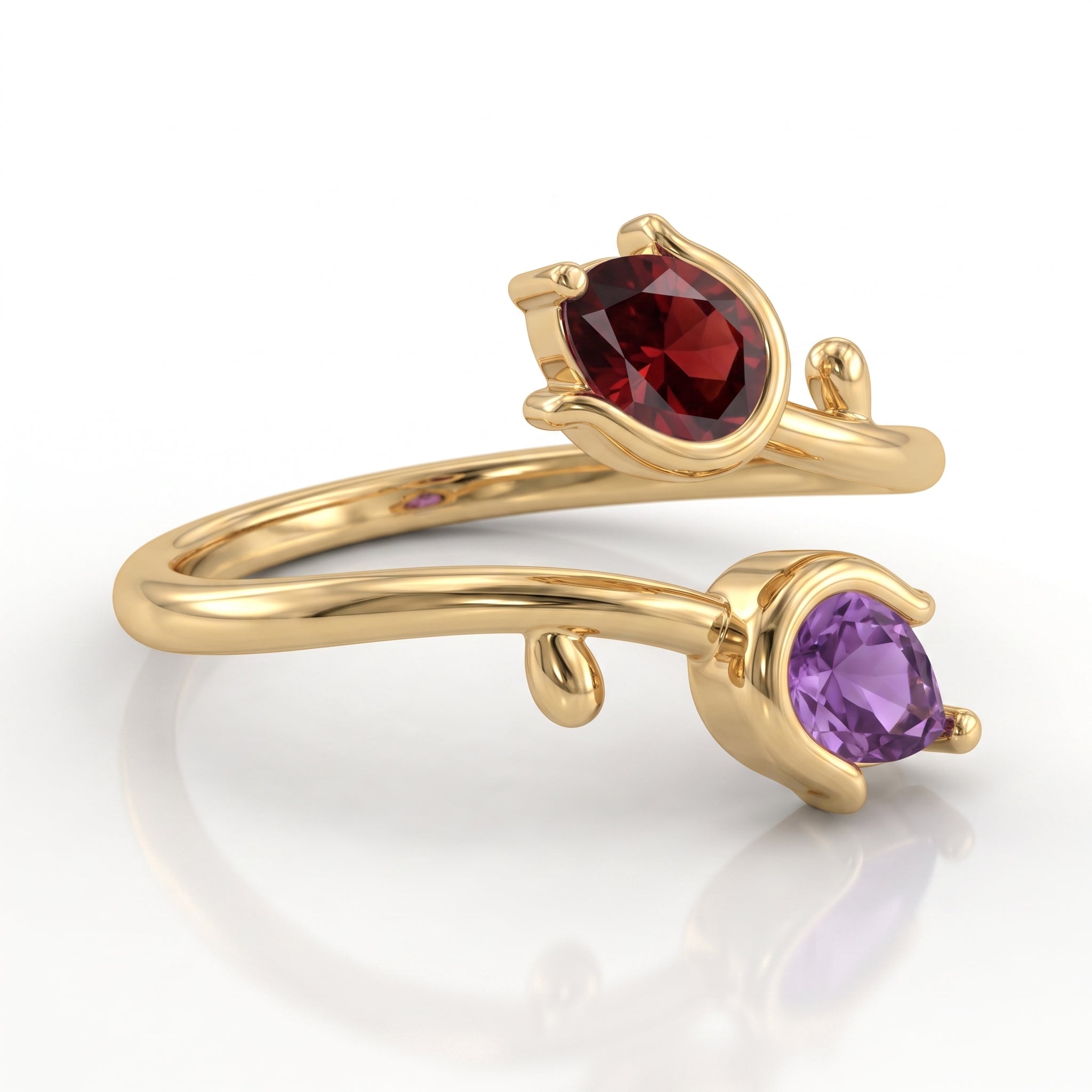 Anillo Ajustable de Piedra Natal "Tulipán"