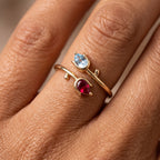 Anillo Ajustable de Piedra Natal "Tulipán"
