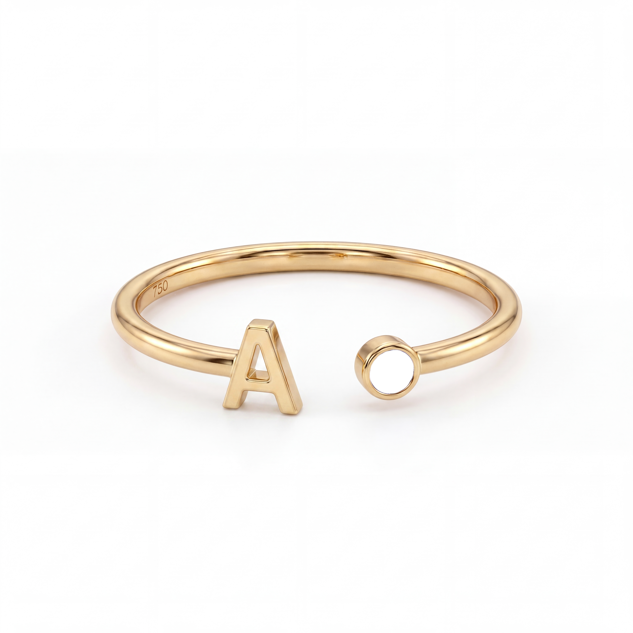 Adjustable Initial Birthstone Ring "Tove"