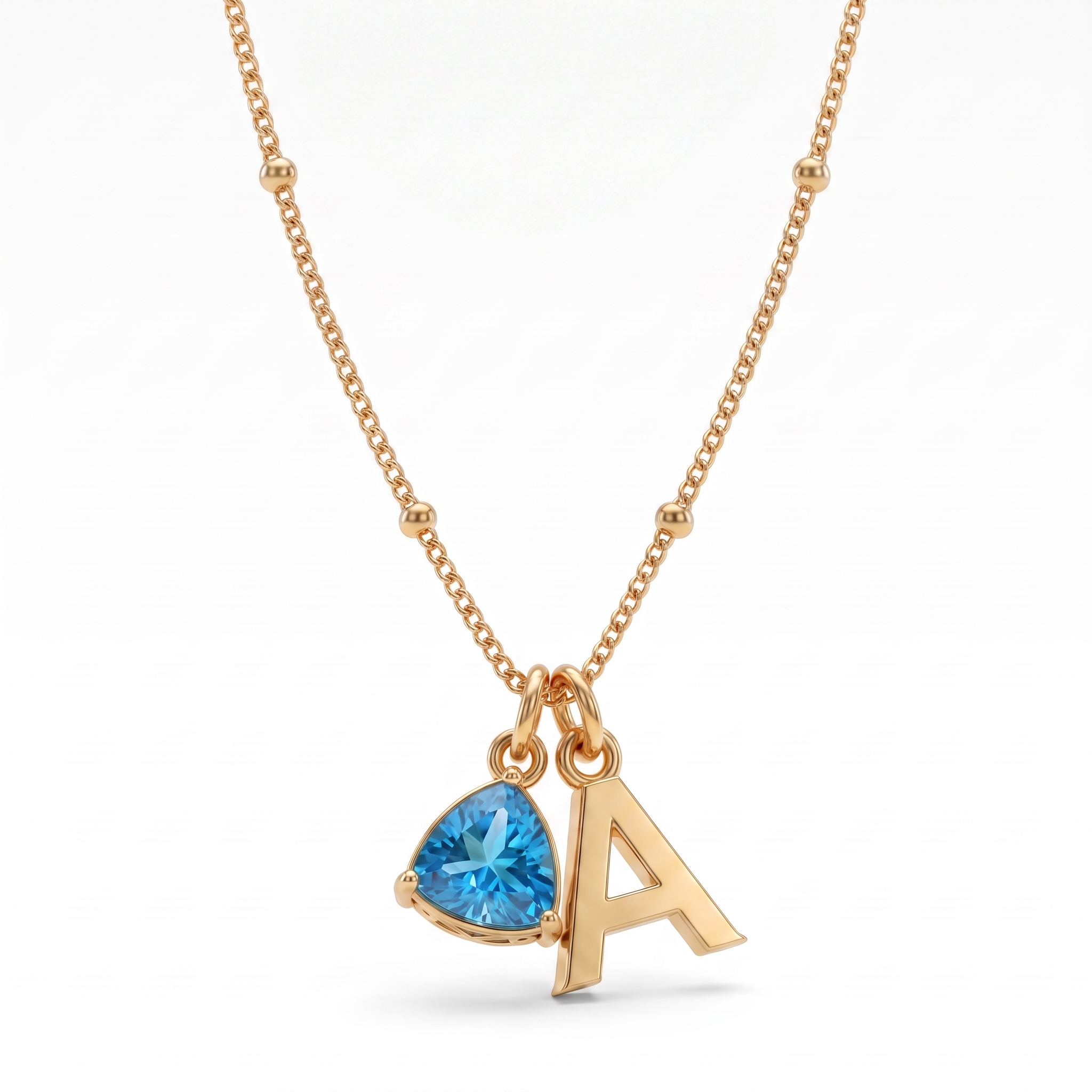 Collar con Inicial y Piedra de Nacimiento "Luna"
