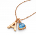 Collar con Inicial y Piedra de Nacimiento "Luna"