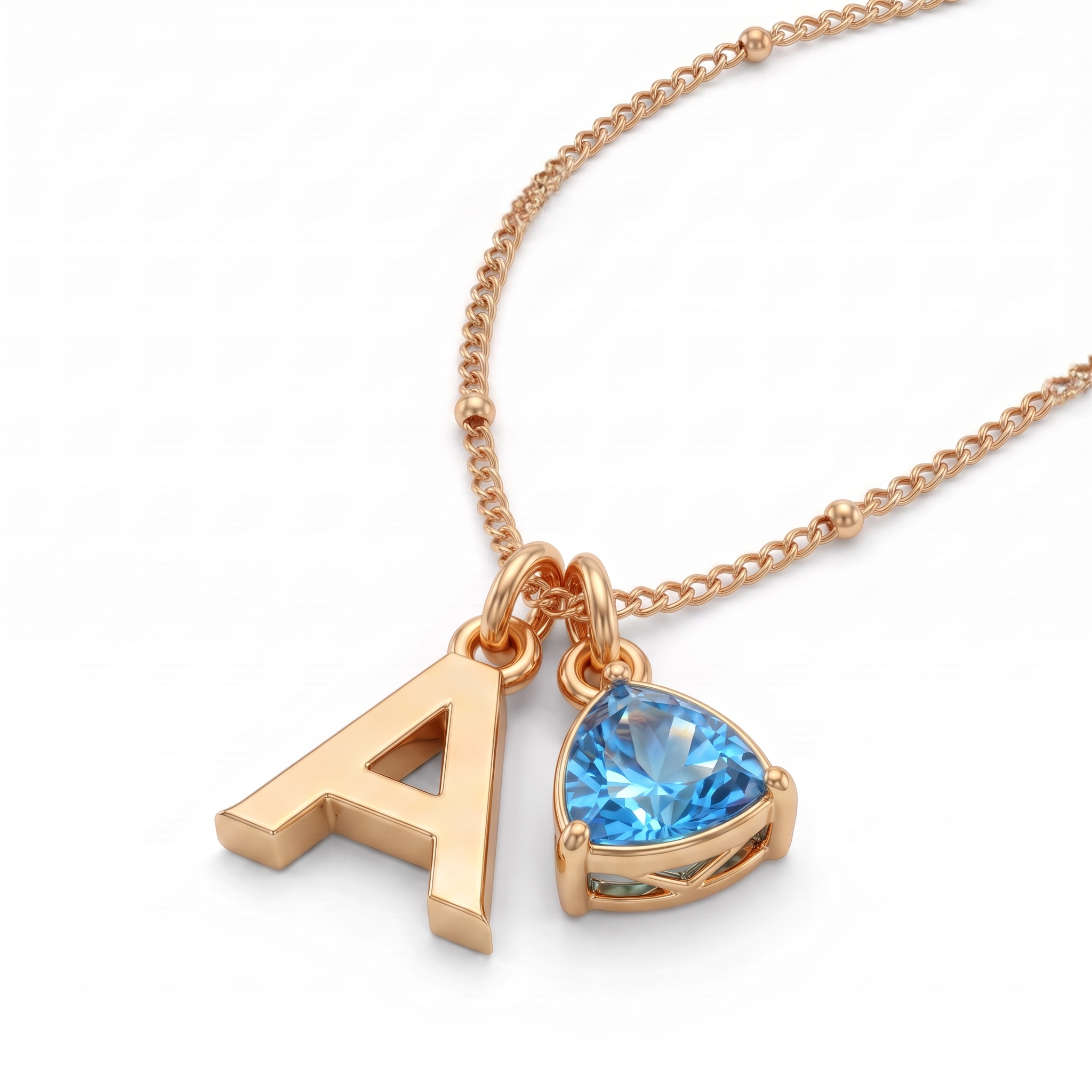 Collar con Inicial y Piedra de Nacimiento "Luna"
